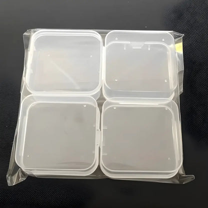 Four clear plastic hinged boxes in packaging for DIY Diamond Painting Embroidery Storage Box