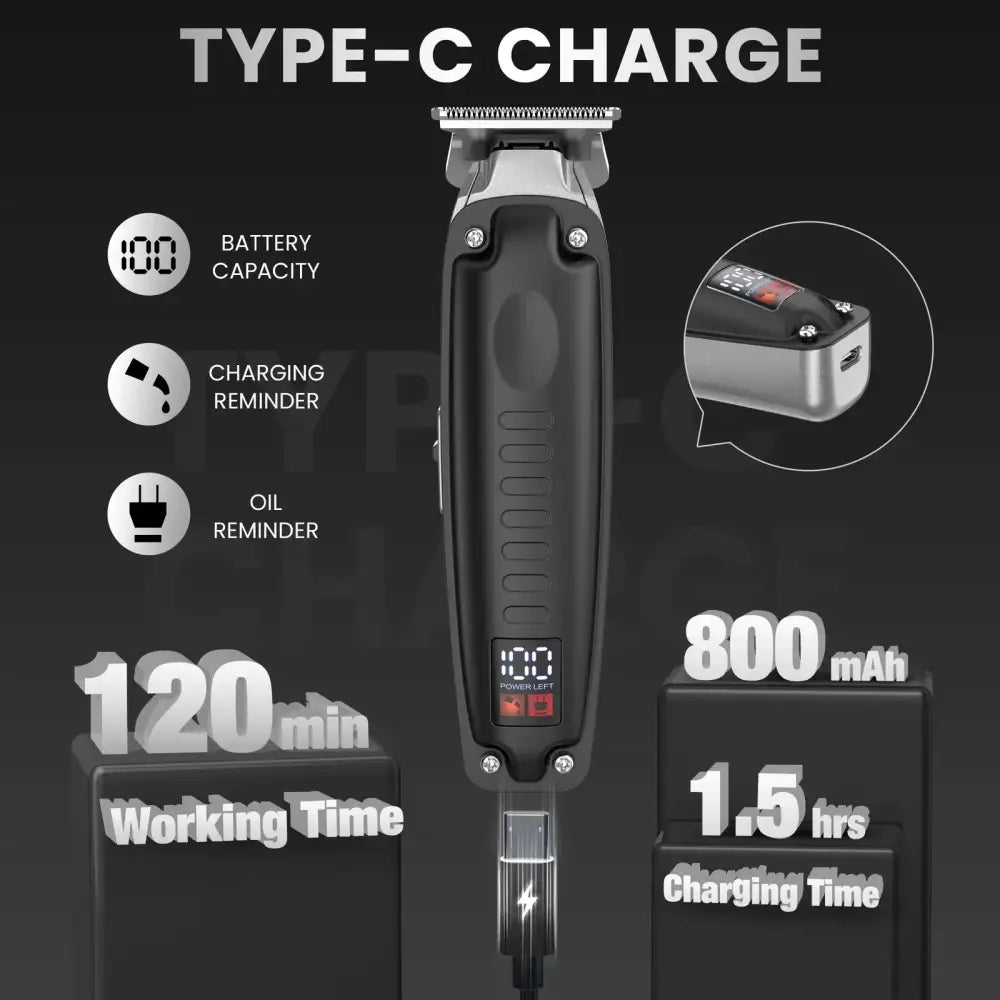 Cordless hair clipper with digital display for easy hair trimming and styling