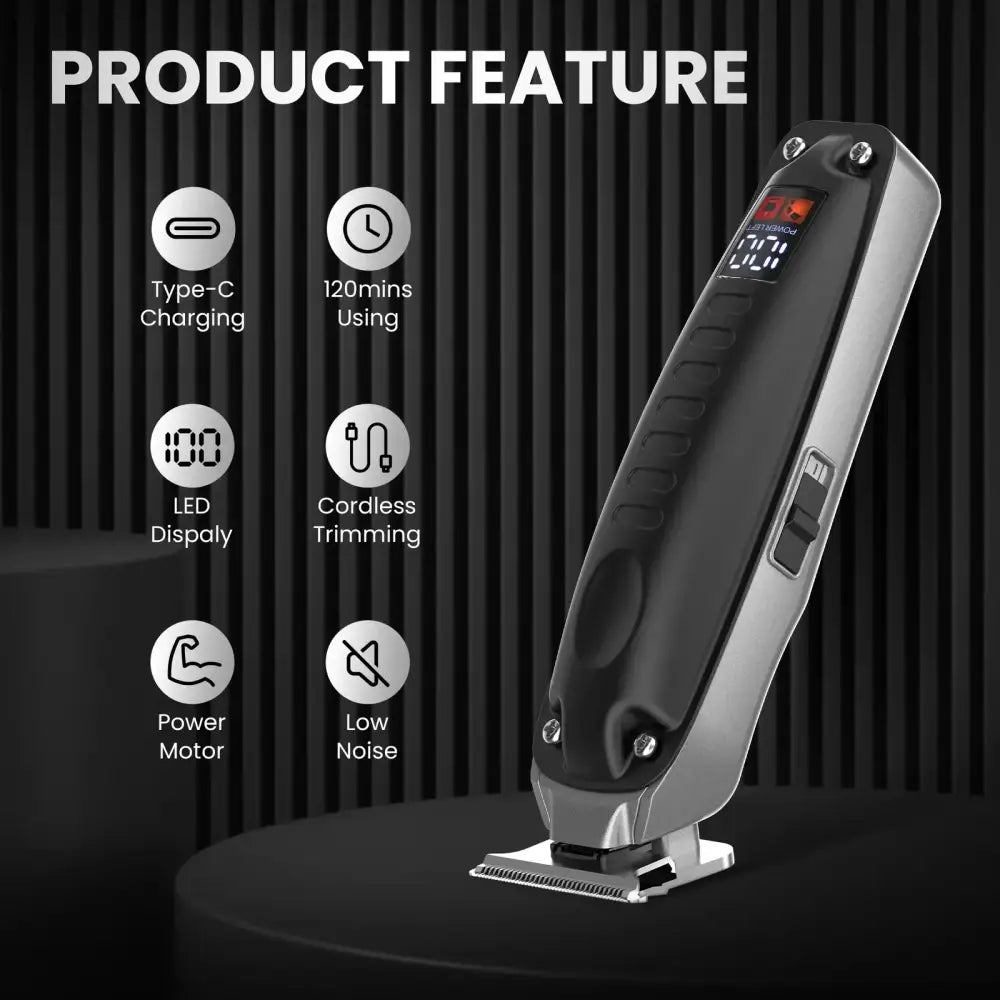 Digital Display Cordless Hair Clippers featuring a sleek hair trimmer with LED display