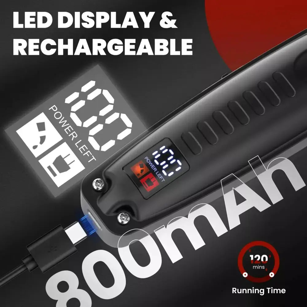 Rechargeable hair clipper with LED display for easy hair trimming and styling