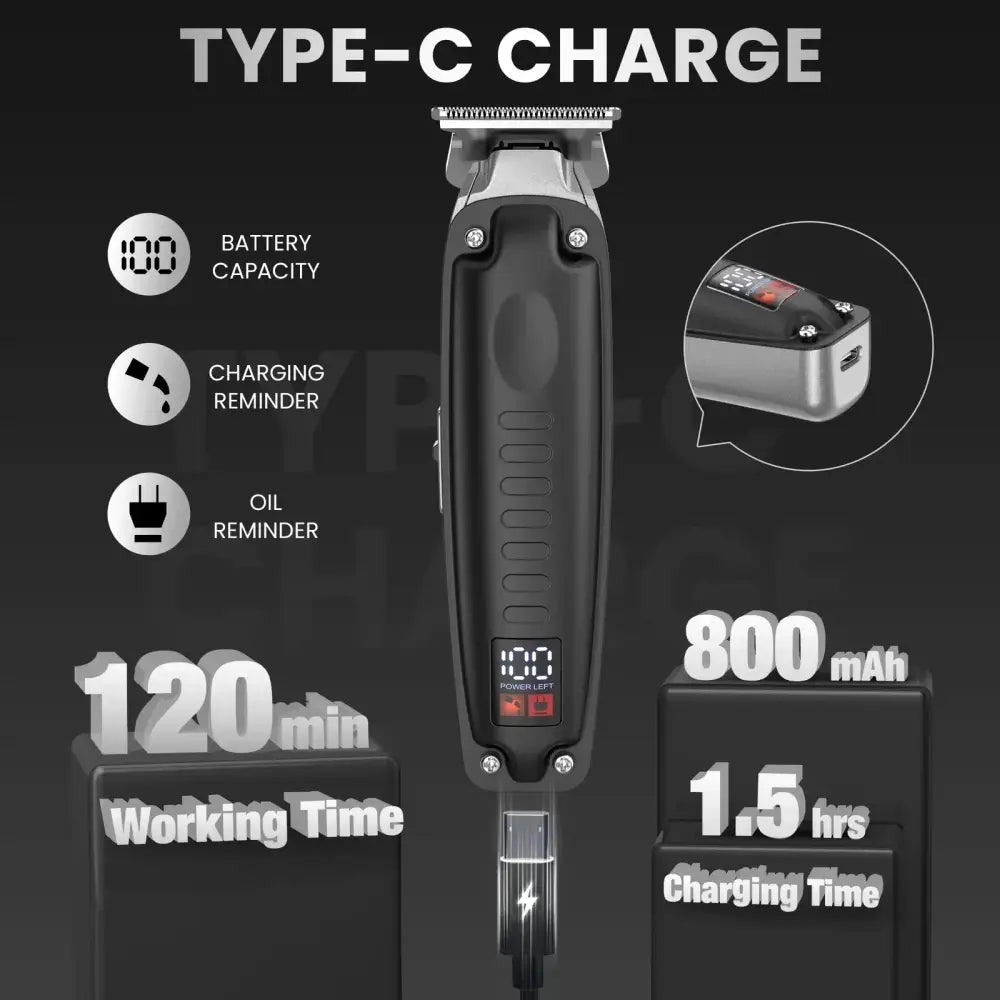 Cordless hair trimmer with digital display for easy and precise grooming