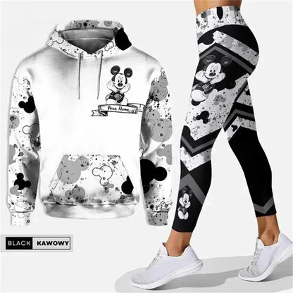 Cute Disney Mickey Minnie Hoodies and Leggings set for stylish women’s sportswear