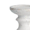Distressed White Pedestal Stone Candle Holder for Elegant Decor - Estalios