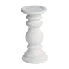 Distressed White Pedestal Stone Candle Holder for Elegant Decor - Estalios