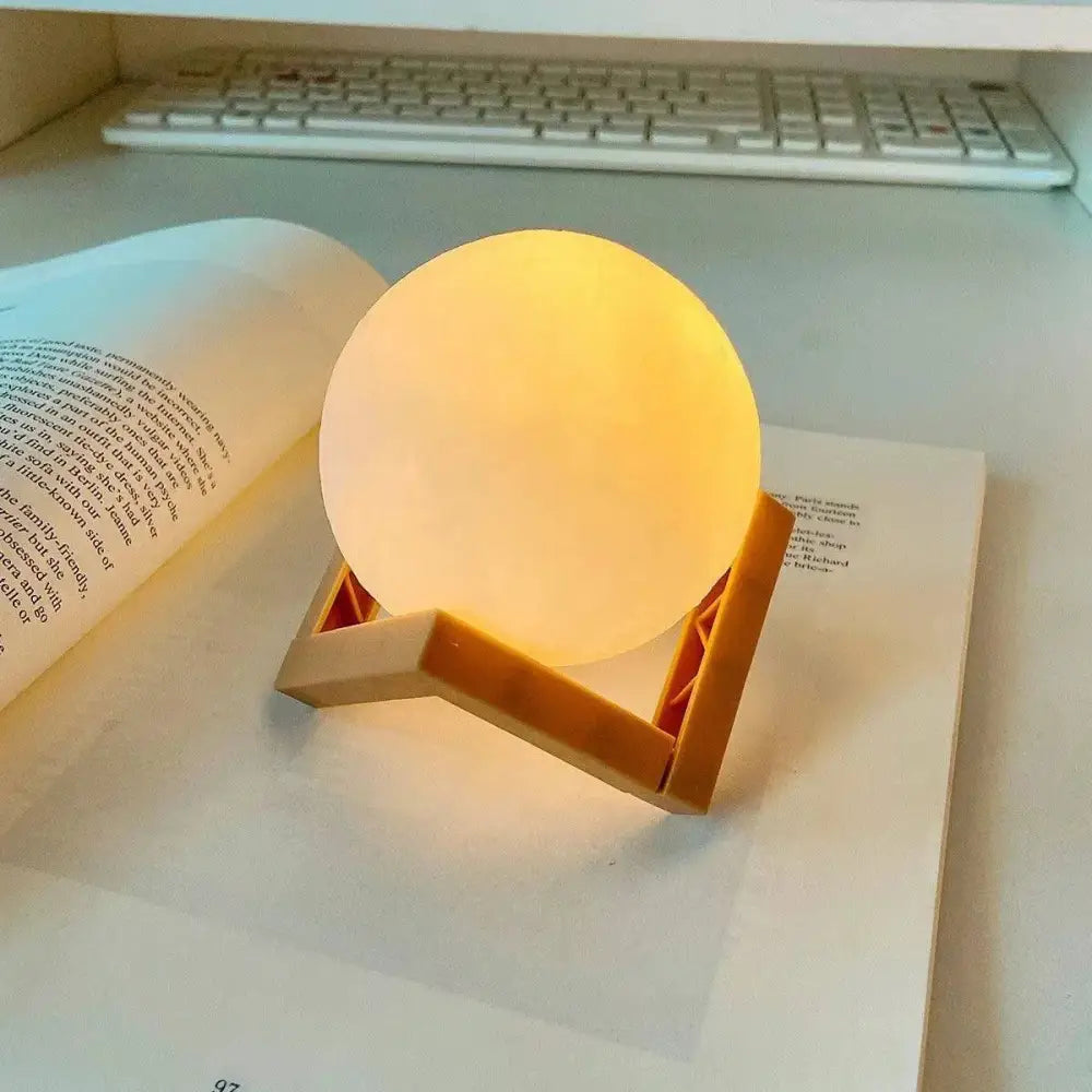 Illuminated moon light DIY sphere lamp on wooden stand perfect for children’s day gifts