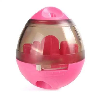 Pink and clear treat-dispensing dog toy from Dogs and Cats Food Dispenser Tumbler