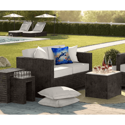 Dive Into Dolphin Dreams: Wicker Patio Paradise! Unleash ultimate relaxation with our Wicker Patio Furniture Set, complete with charming Dolphin-themed pillows - Estalios