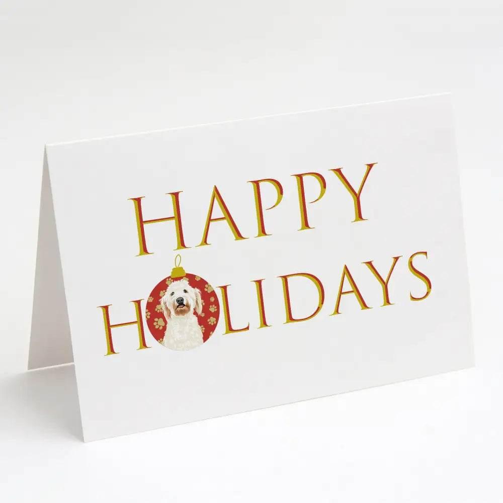 Doodle Cream Happy Holidays Cards Pack of 8 Blank Notes - Estalios