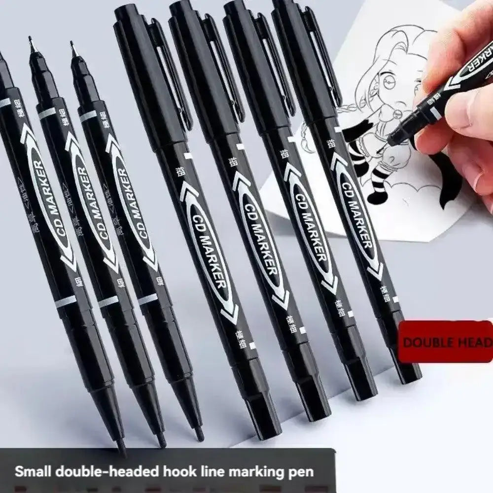 Black Double Ended Permanent Markers Pens Manga Waterproof for vibrant art projects