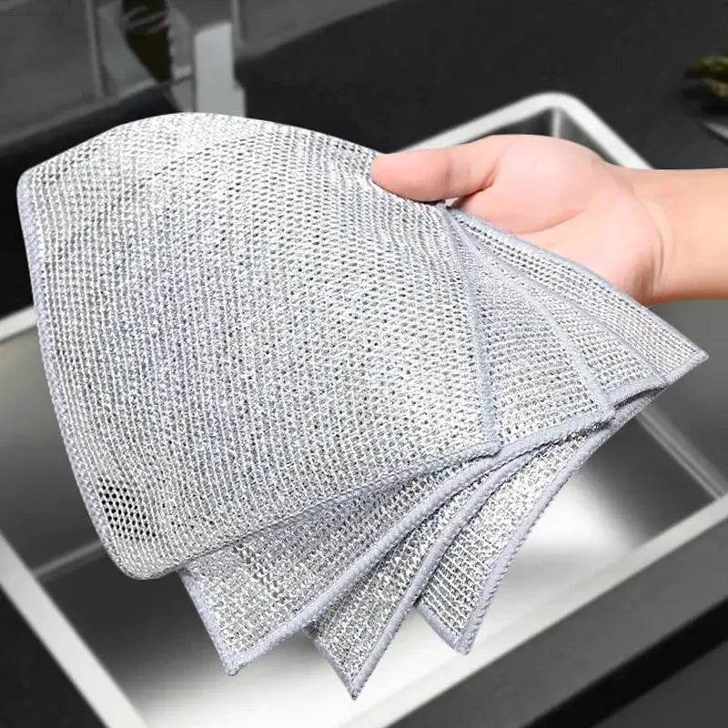 Double-Sided Metal Steel Wire Rags - Premium Dishcloths for Effortless Cleaning in Home and Kitchen - Estalios