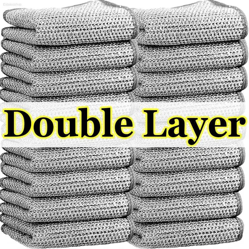 Double-Sided Metal Steel Wire Rags - Premium Dishcloths for Effortless Cleaning in Home and Kitchen - Estalios
