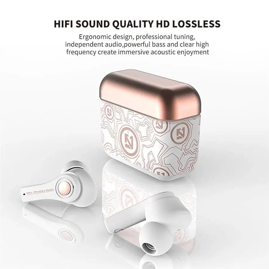 Wireless earbuds with charging box in Pink & White variant total for TWS wireless Bluetooth