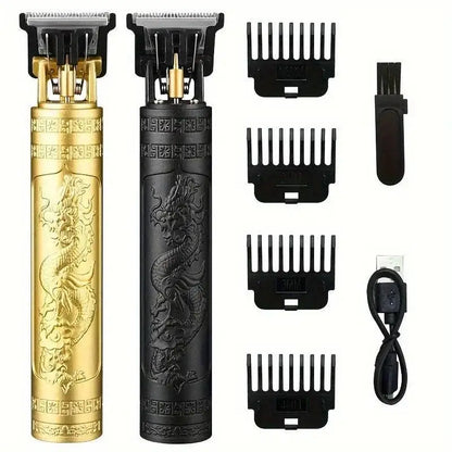 Gold and black Dragon-Engraved T9 Clipper Professional for Men with accessories