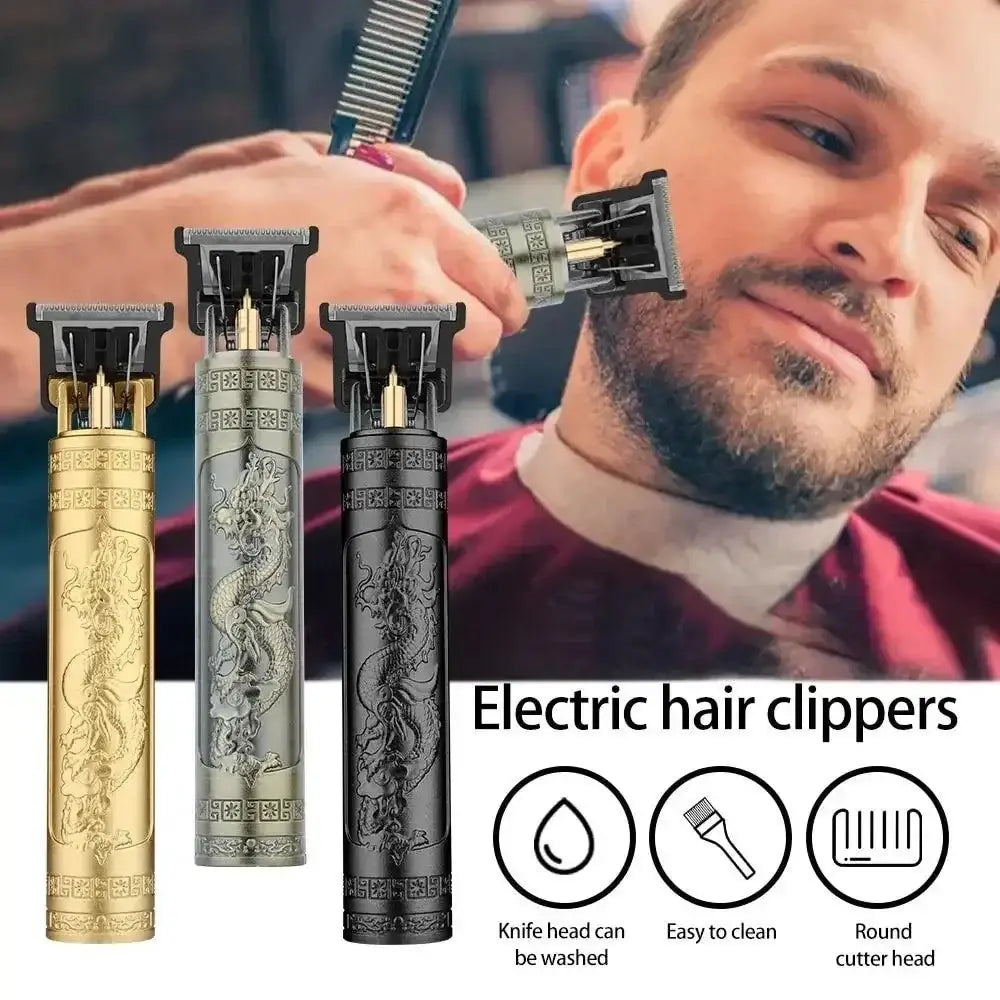 Electric hair clippers with a cool dragon design, perfect for men, vintage T9 style