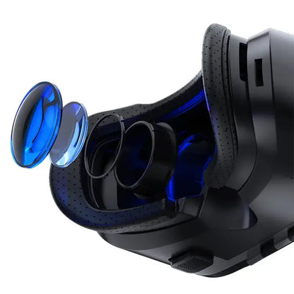 Black Dragon Flash VR headset with blue lenses for immersive flash VR gaming