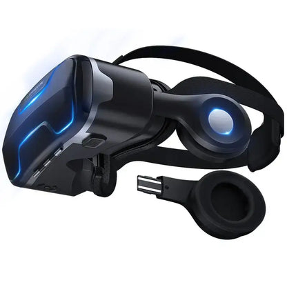 Black VR headset with headphones for immersive Dragon Flash VR gaming experience