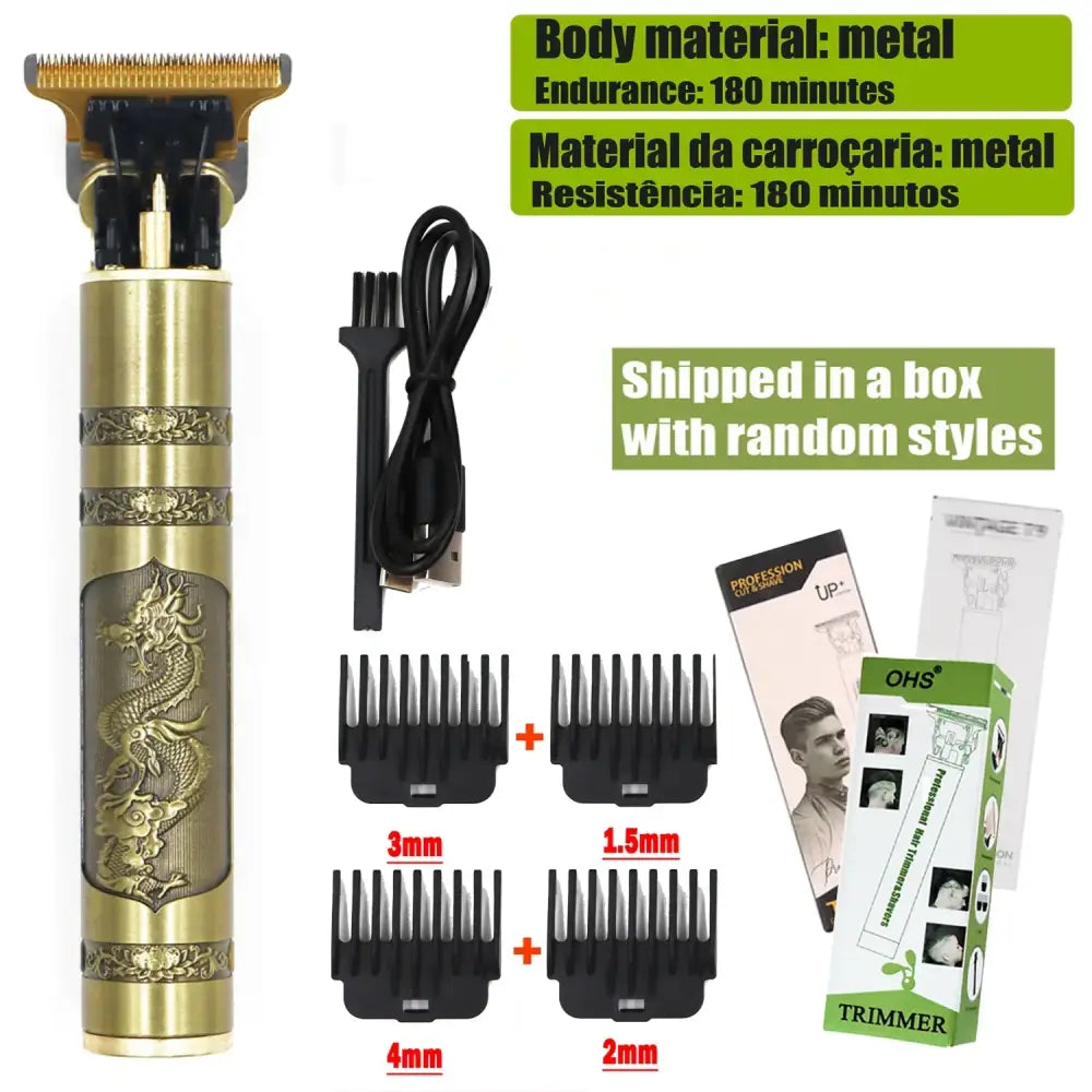 Gold Dragon Hair Trimmer Clippers with accessories perfect for hair clipper repair