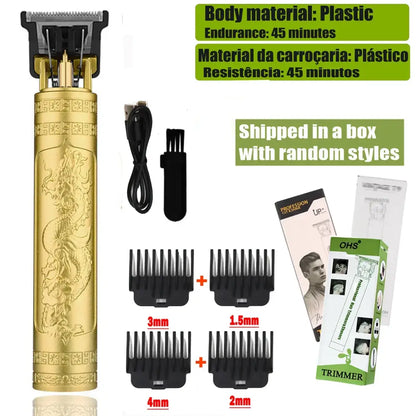 Gold Dragon Gold Hair Trimmer Clippers with accessories for beard shaving body