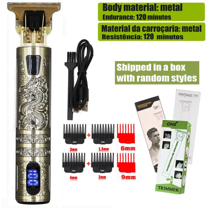 Gold Dragon Hair Trimmer Clippers with accessories for hair clipper repair and beard shaving