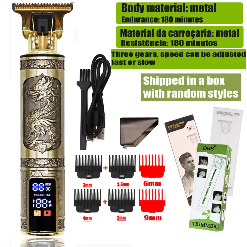 Metal Dragon Gold Hair Trimmer Clippers for sleek beard shaving body and hair clipper repair