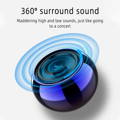 Blue Dragon Mini True Wireless Bluetooth speaker with sound waves radiating out