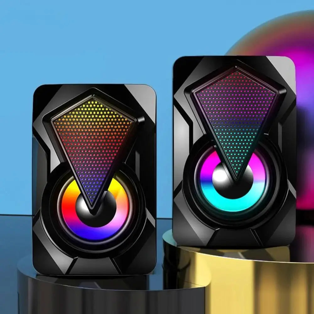 Pair of black illuminated Dragon RGB Gaming Speakers for epic computer gaming sounds