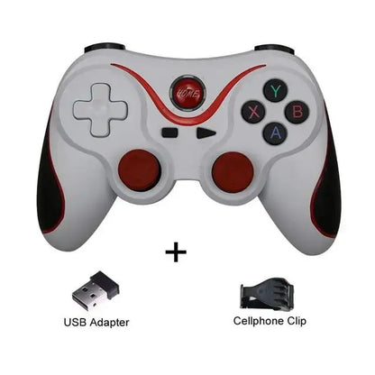 White and red Dragon TX3 Wireless Bluetooth gamepad with cool accessories for gaming fun