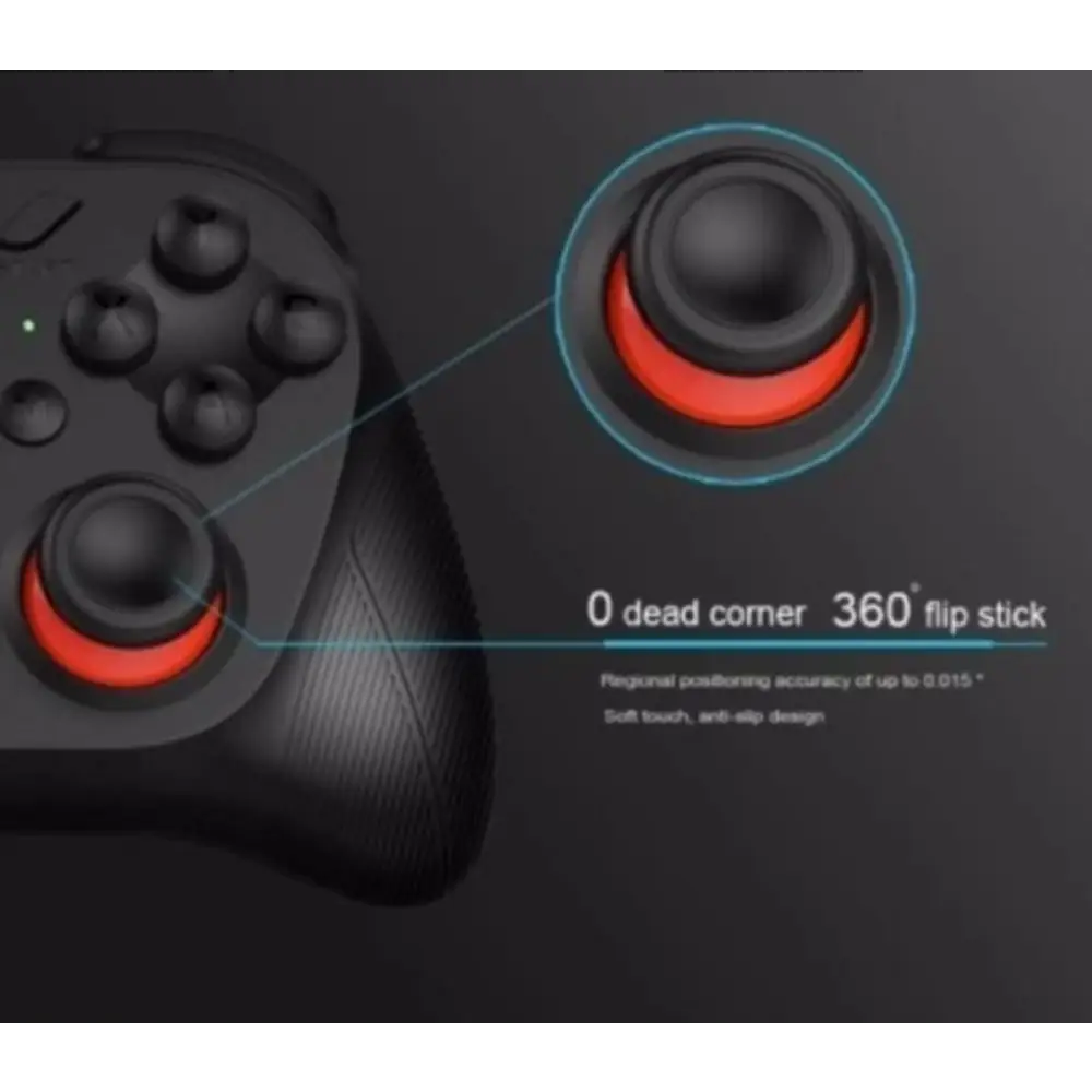 Black Bluetooth Gaming Controller with red-ringed joysticks for Dragon VR Gaming 3D Stereo