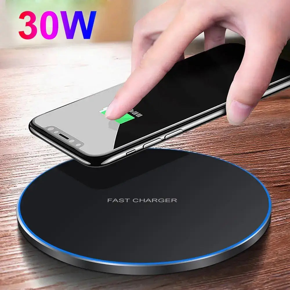 Black wireless phone charger for Dragon W9 30W Fast Wireless Charging Pad