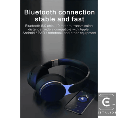 Sleek Black & Gold Over-Ear Wireless Headphones for Ultimate Sound - Estalios