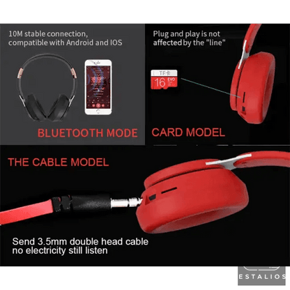 Sleek Black & Gold Over-Ear Wireless Headphones for Ultimate Sound - Estalios