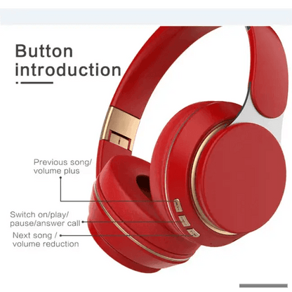 Sleek Black & Gold Over-Ear Wireless Headphones for Ultimate Sound - Estalios