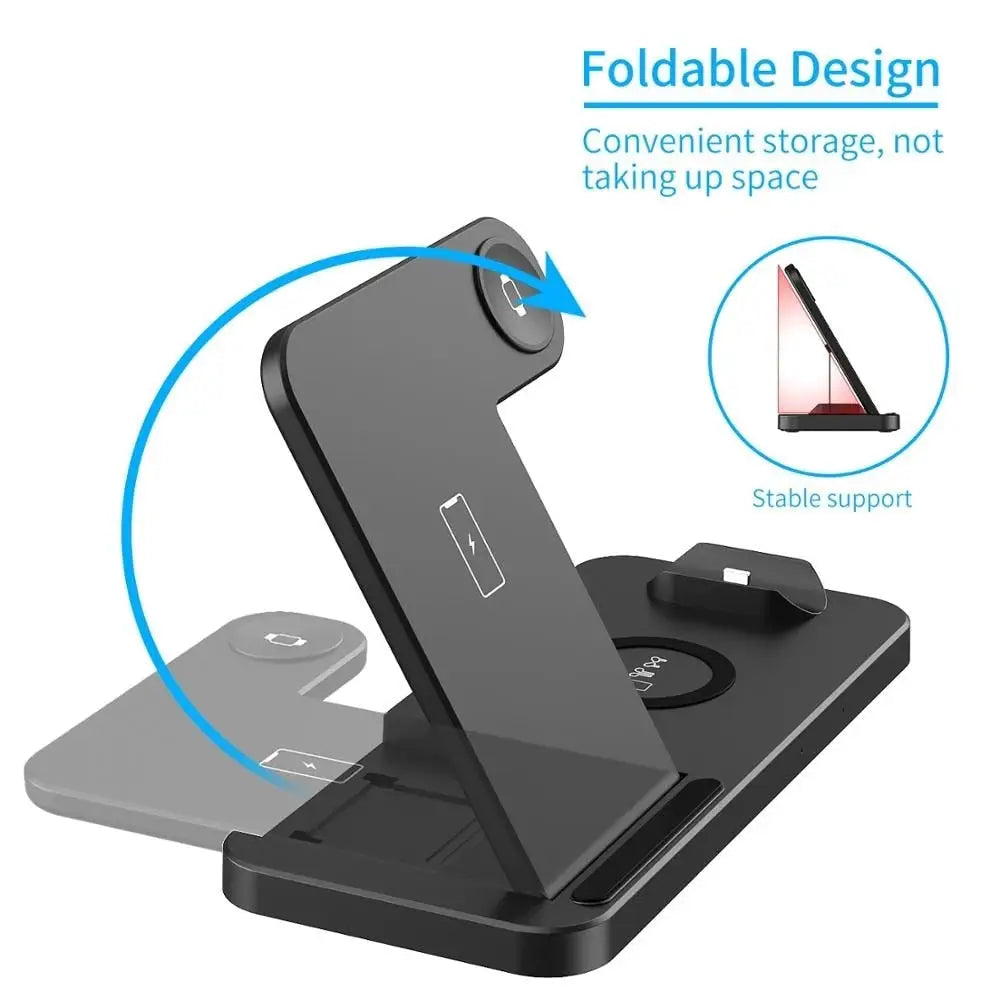 Foldable black charging station for Samsung phones with Dragon Wireless Charging tech