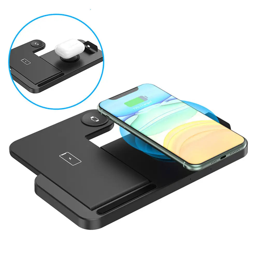 Black Dragon Wireless Charging station for Samsung phones with phone and earbuds