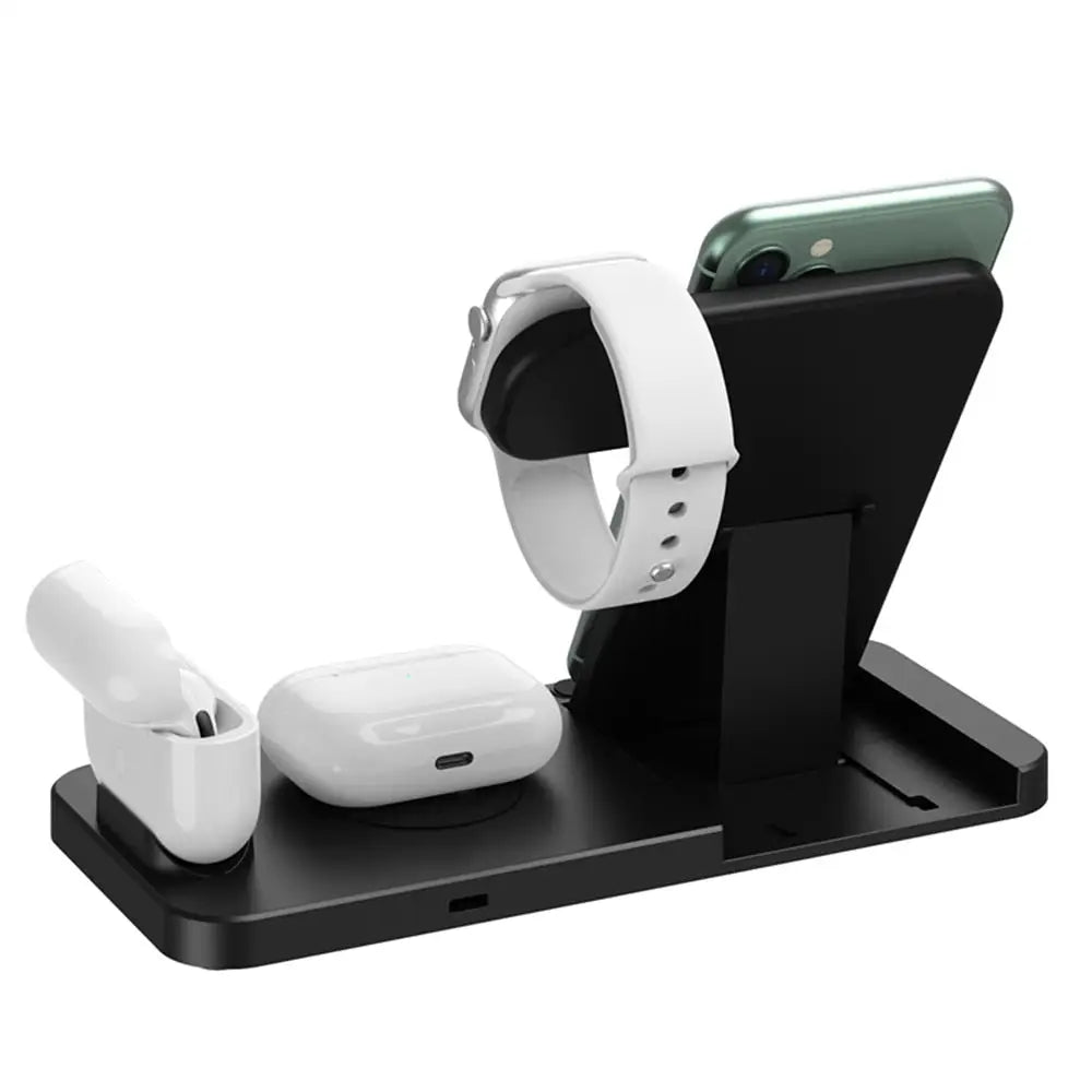 Black Dragon Wireless Charging station with phone, watch, and earbuds for Samsung Phones