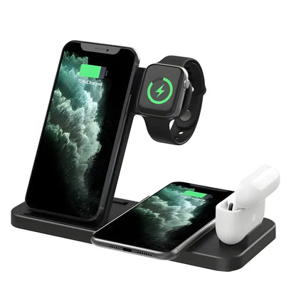 Black charging station for multiple devices, perfect for Samsung Phones Dragon users