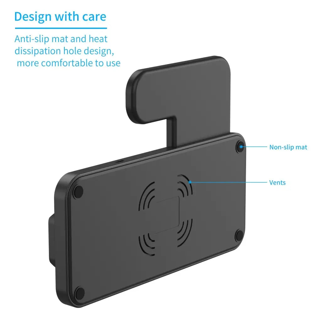 Black Dragon Wireless Charging station for Samsung Phones, featuring vents and a non-slip mat