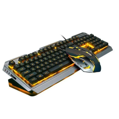 Illuminated Dragons Tungsten Gold Ninja Gaming Keyboard and Mouse for epic gaming vibes