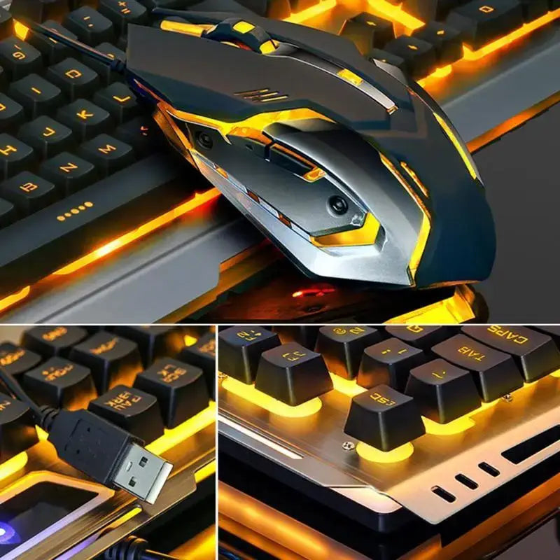 Gaming mouse and keyboard with orange backlighting from Dragons Tungsten Gold Ninja