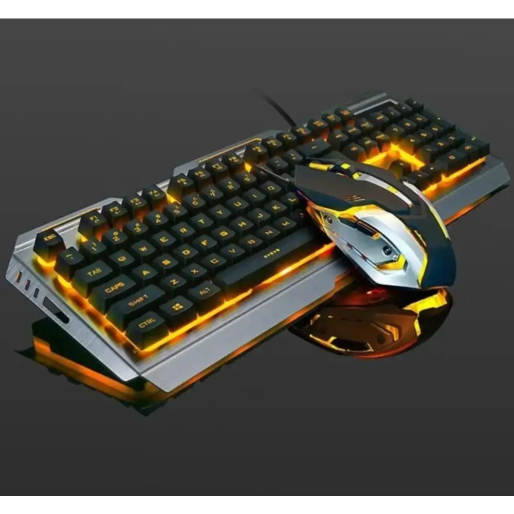 Illuminated Dragons Tungsten Gold Ninja Gaming Keyboard and Mouse for gamers