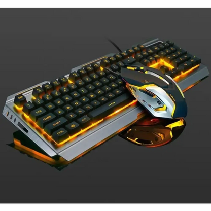 Illuminated Dragons Tungsten Gold Ninja Gaming Keyboard and Mouse for gamers