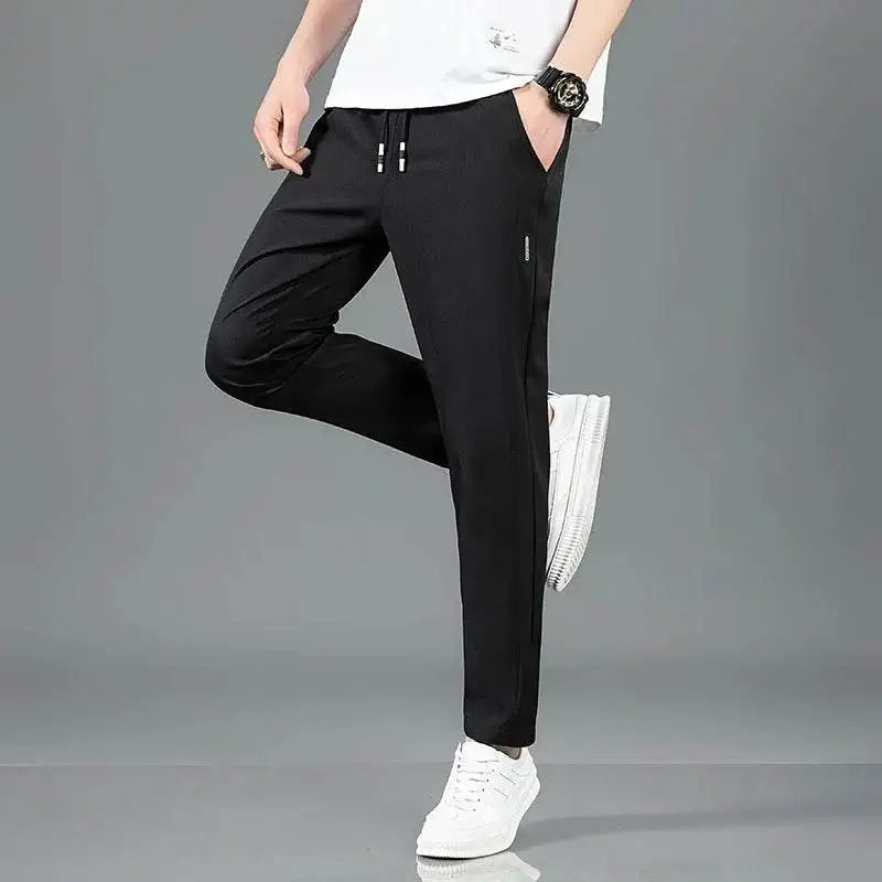 Black drawstring athletic pants perfect for spring summer waist and business casual style