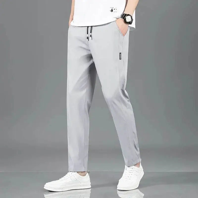 Gray casual Drawstring Pants, perfect for spring summer waist and stylish business casual wear