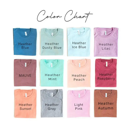 Color chart showcasing Dreamcatcher Tee in Heather Ice Blue and Heather Lilac