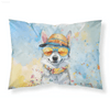 Dreamy Blue Upholstered Bed Oasis with Watercolor Dog Pillow! - Estalios