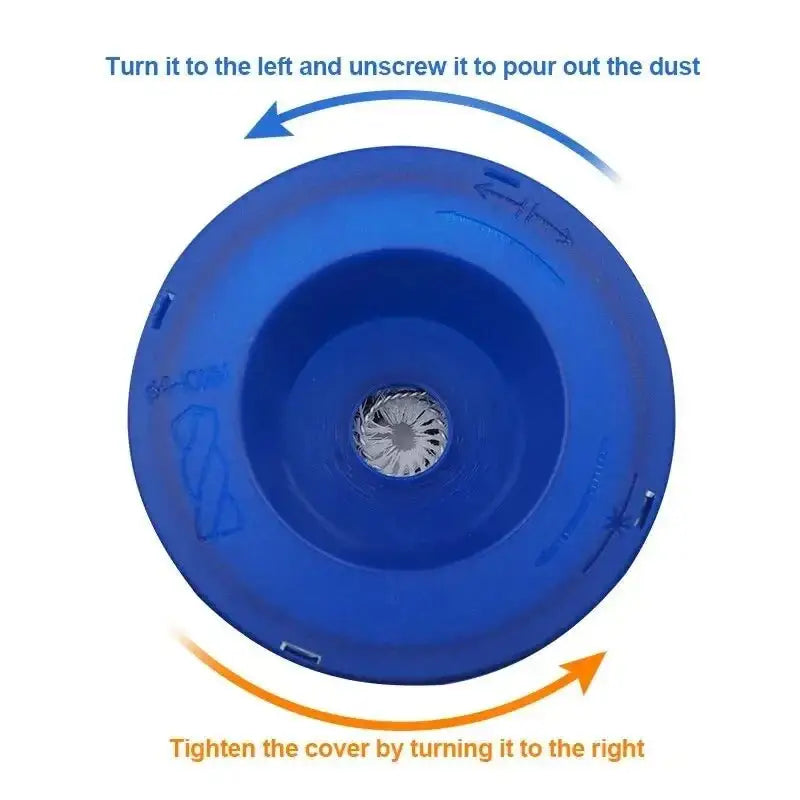 Blue drill dust cover with directional arrows for efficient electric drill dust collection