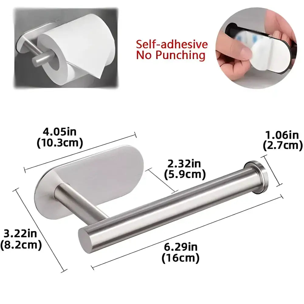 Stainless steel Droilling Toilet Paper Holder with adhesive for easy bathroom use