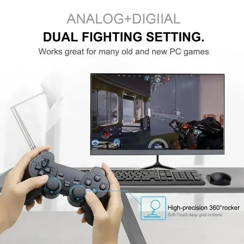 Black gaming controller for Dual 4GHz Wireless Gamepad USB Joystick Design