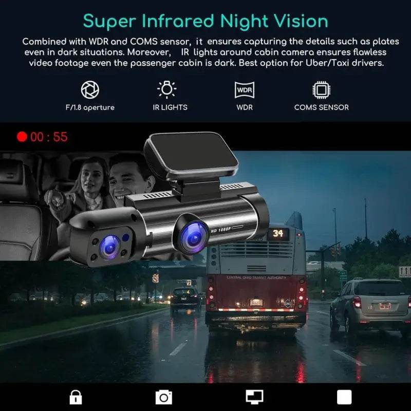 Dual Lens Car DVR FHD 1920*1080P Dash Camera Drive Recorder - Estalios