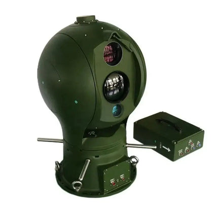 Olive-drab PTZ Dual Sensor Thermal Surveillance Turret with IR control box for long range use